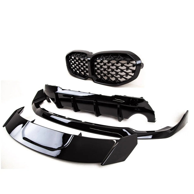 Fits BMW 1 Series F40 2019- Aero Bodykit Front Splitter Rear Diffuser Roof Spoiler Aero Canards Gloss Black - image 4