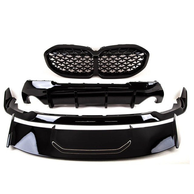 Fits BMW 1 Series F40 2019- Aero Bodykit Front Splitter Rear Diffuser Roof Spoiler Aero Canards Gloss Black - image 3