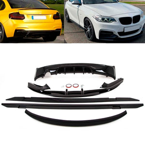 Fits BMW 2 Series F22 Aero Bodykit Front Splitter Rear Diffuser Boot Spoiler Side Skirts Gloss Black