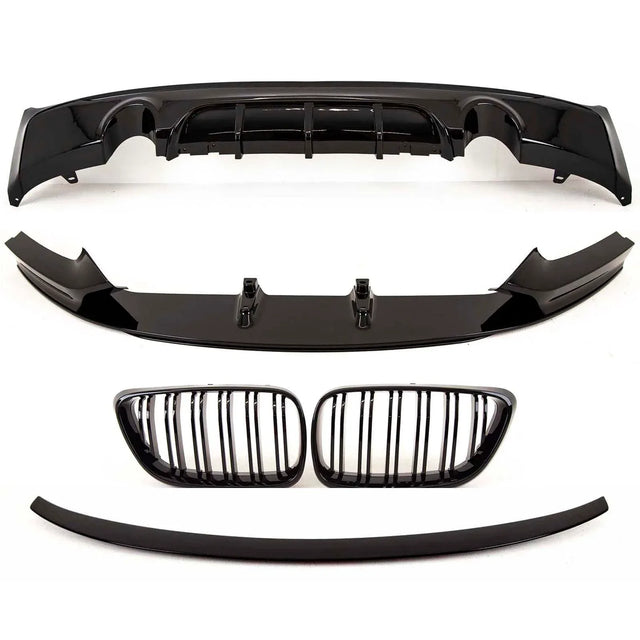 Fits BMW 2 Series F22 2014-2021 Aero Body Kit Front Splitter Rear Diffuser Dual Exhaust Kidney Grilles Boot Spoiler M Performance Style Gloss Black - image 2