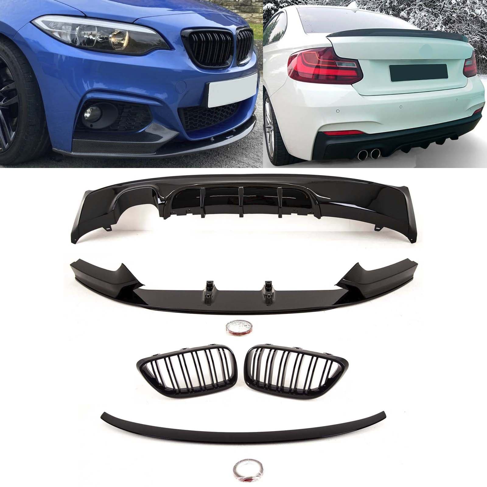 BM5344 BMW 2 Series F22 2014-2021 Aero Body Kit Front Splitter Rear Diffuser Twin Exhaust Kidney Grilles Boot Spoiler M Performance Style Gloss Black