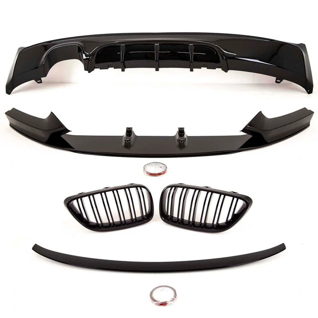 Fits BMW 2 Series F22 2014-2021 Aero Body Kit Front Splitter Rear Diffuser Twin Exhaust Kidney Grilles Boot Spoiler M Performance Style Gloss Black - image 2