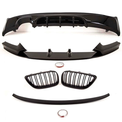 Fits BMW 2 Series F22 2014-2021 Aero Body Kit Front Splitter Rear Diffuser Twin Exhaust Kidney Grilles Boot Spoiler M Performance Style Gloss Black - tradevehicleparts.co.uk