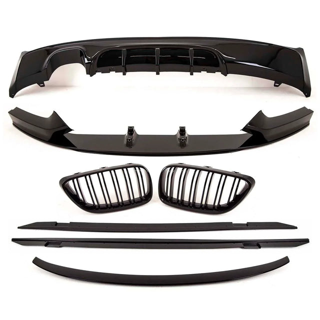 Fits BMW 2 Series F22 2014-2021 Aero Body Kit Front Splitter Rear Diffuser Twin Exhaust Kidney Grilles Boot Spoiler Side Skirts M Performance Style Gloss Black - image 2