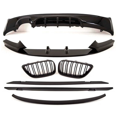 Fits BMW 2 Series F22 2014-2021 Aero Body Kit Front Splitter Rear Diffuser Twin Exhaust Kidney Grilles Boot Spoiler Side Skirts M Performance Style Gloss Black - tradevehicleparts.co.uk