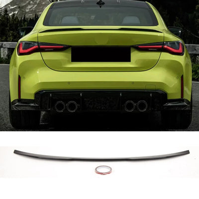 Fits BMW 4 Series G22 G82 M4 2020- Rear Trunk Boot Lip Spoiler V Style Gloss Black - tradevehicleparts.co.uk
