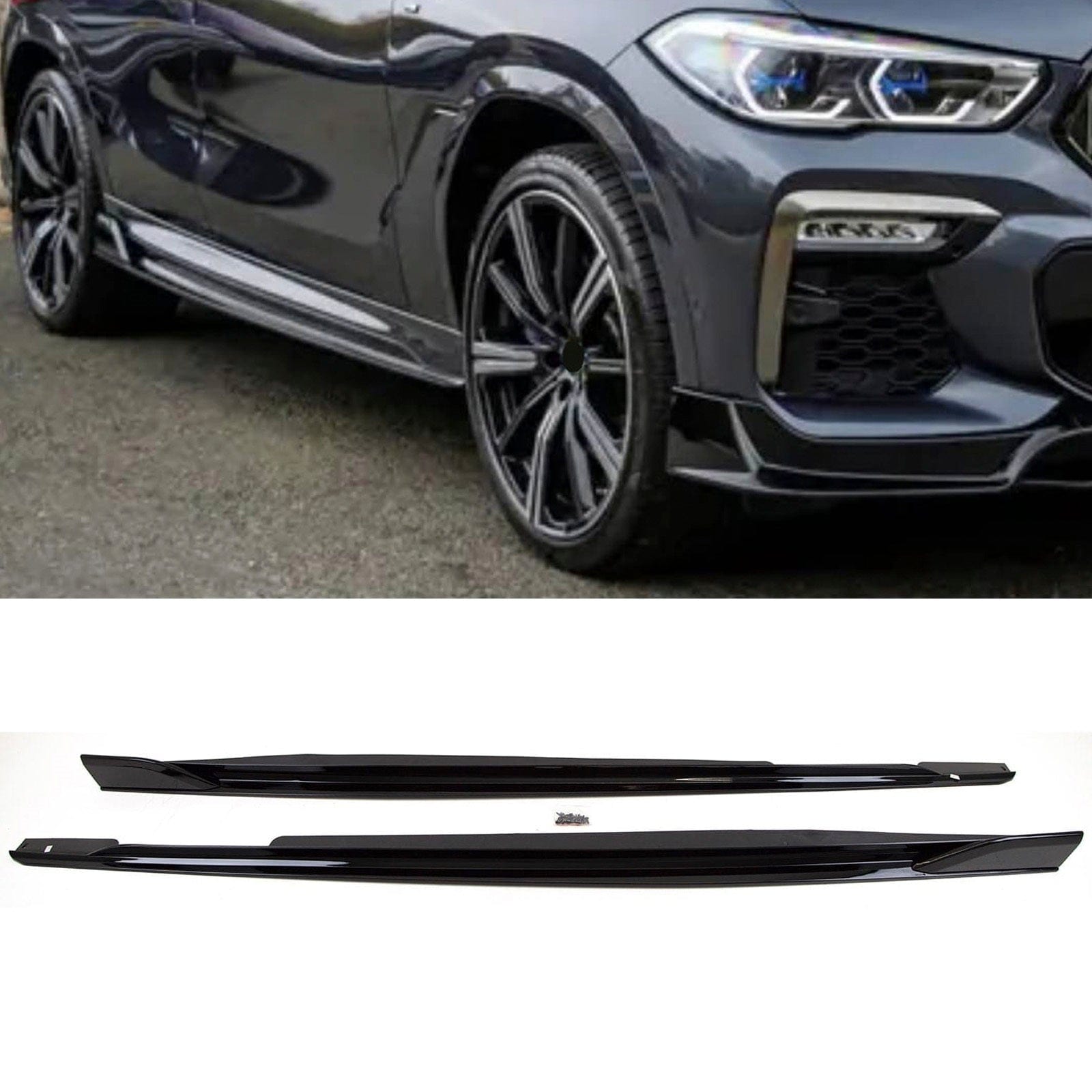 BM5385 BMW X6 G06 2019- Side Skirts Extension Blades Black Series Knight Style Gloss Black