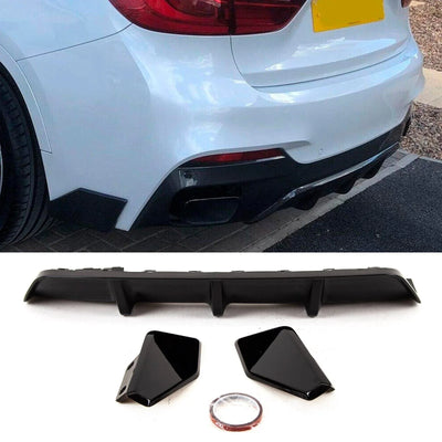 Fits BMW X6 F16 2015-2019 Rear Bumper Diffuser Spoiler M Performance Style Gloss Black - tradevehicleparts.co.uk