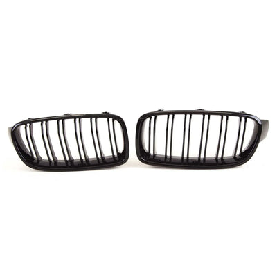 Fits BMW 3 Series F30 F31 2012-2018 Front Kidney Grilles Double Slats M Performance Style Gloss Black - tradevehicleparts.co.uk