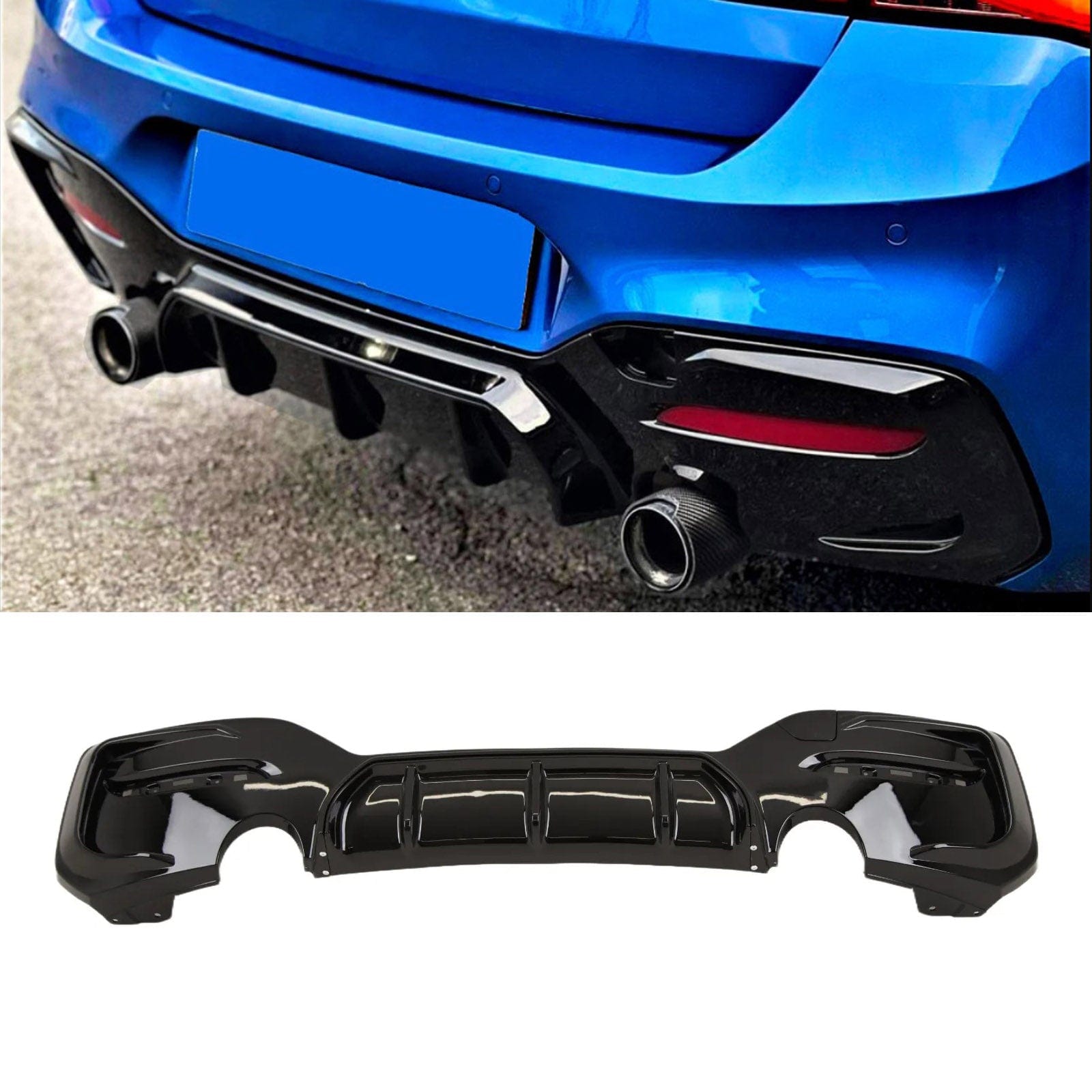 BM5398 Fits BMW 1 Series F20 F21 LCI 2015-2019 Rear Bumper Diffuser Spoiler M Performance Style Gloss Black