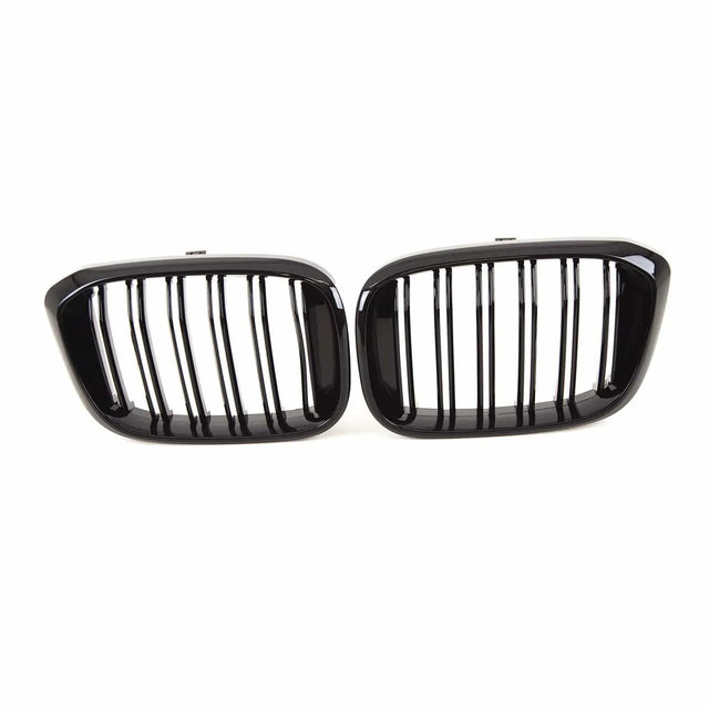 Fits BMW X3 G01 X4 G02 Pre-LCI 2018- Front Kidney Grilles Double Slats Gloss Black - image 2