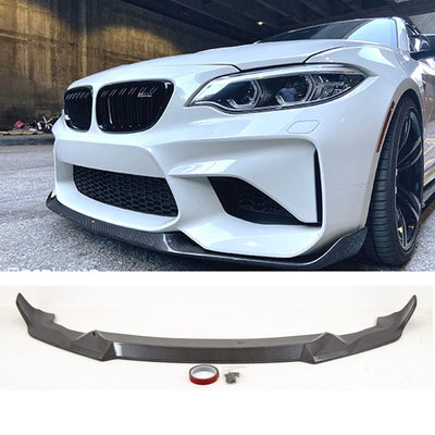 Fits BMW M2 F87 2016-2021 Front Lip Splitter Valance Spoiler CS Style Carbon Look - tradevehicleparts.co.uk
