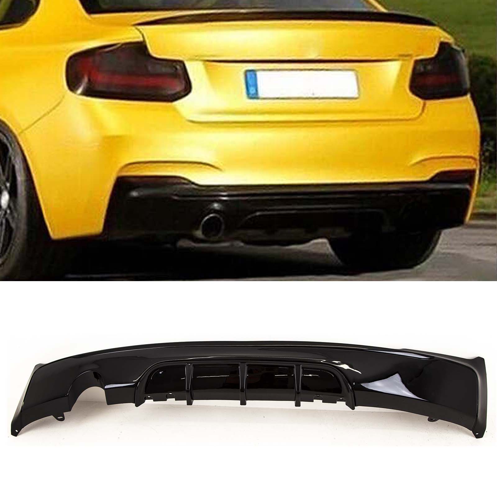 BM5419 BMW 2 Series F22 F23 2014-2021 Rear Bumper Diffuser Spoiler Single Exhaust M Performance Style Gloss Black