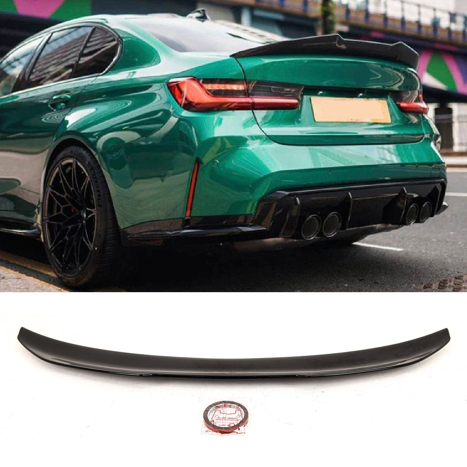 BM5437 BMW 3 Series G20 G80 M3 2019- Rear Trunk Boot Lip Spoiler PSM Gloss Black