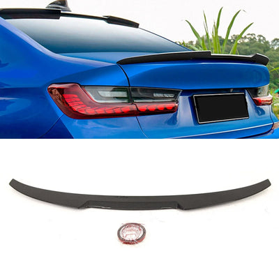 Fits BMW 3 Series G20 G80 M3 2019- Rear Trunk Boot Lip Spoiler M4 V Style Carbon Look - tradevehicleparts.co.uk