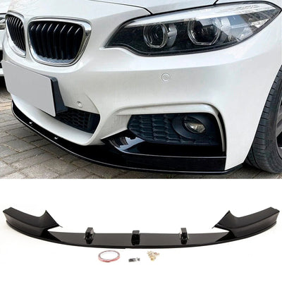 Fits BMW 2 Series F22 F23 2014-2021 Front Lip Splitter Spoiler Gloss Black M Performance Style - tradevehicleparts.co.uk
