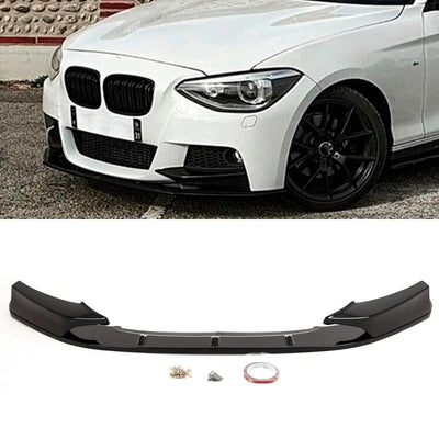 Fits BMW 1 Series F20 F21 Pre-Facelift 2011-2015 Front Splitter Gloss Black M Performance Style - tradevehicleparts.co.uk