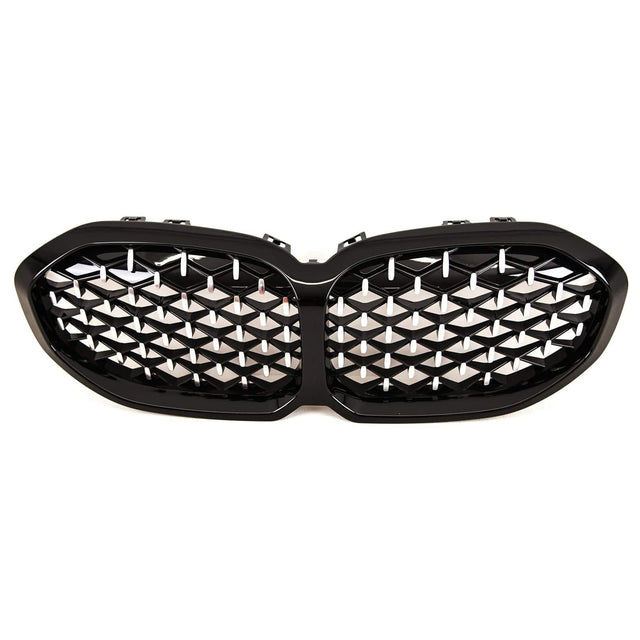 Fits BMW 1 Series F40 2019- Front Kidney Grilles Gloss Black & Chrome - image 2