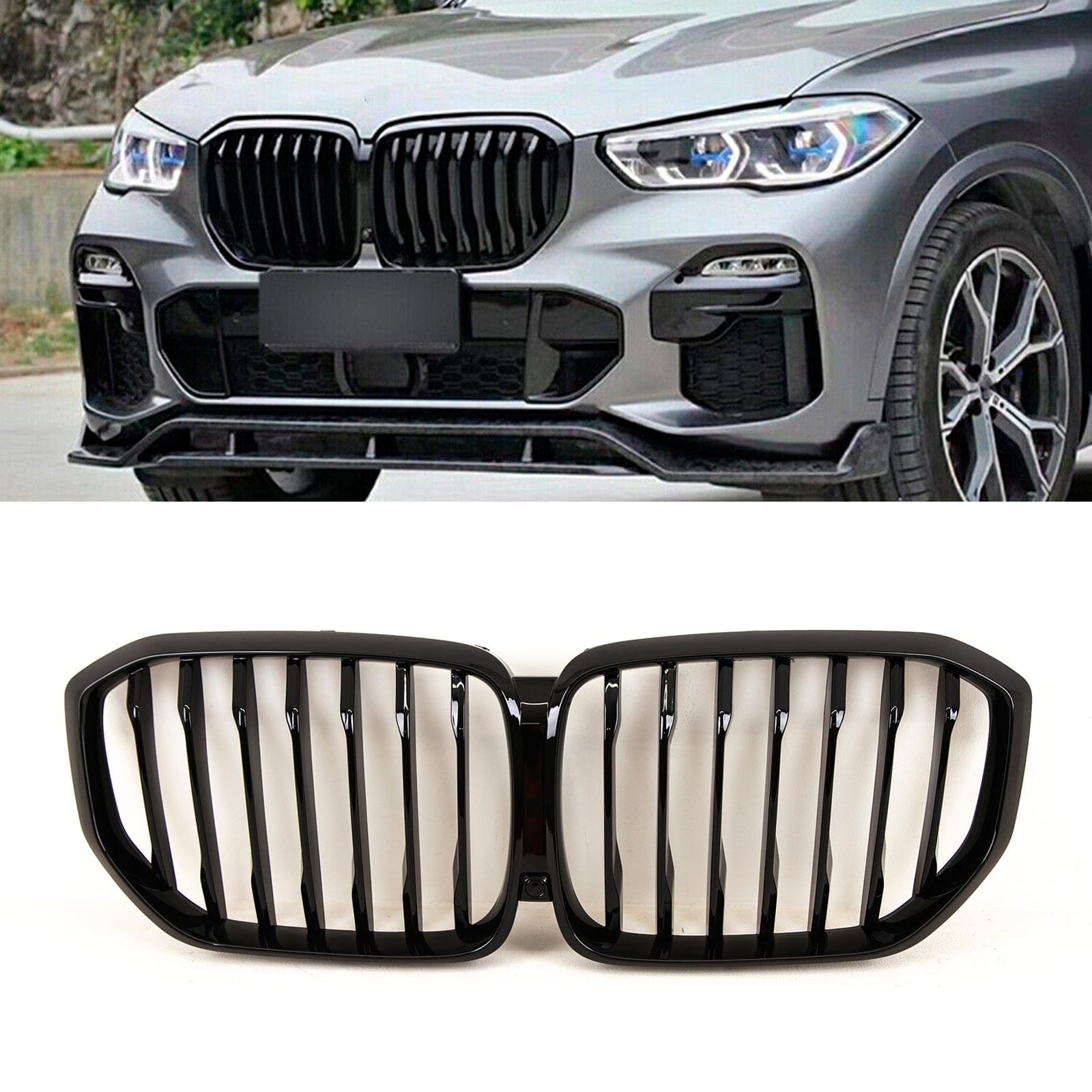 BM5487 BMW X5 G05 2019-2023 Front Kidney Grilles Single Slat Gloss Black