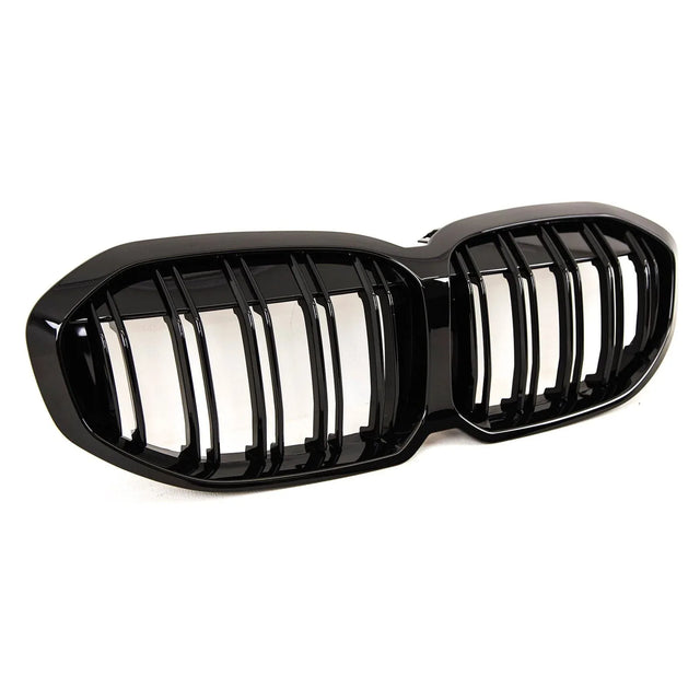 Fits BMW 1 Series F40 2019- Front Kidney Grilles Twin Double Slats Gloss Black - image 3