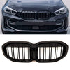 Fits BMW 1 Series F40 2019- Front Kidney Grilles Twin Double Slats Gloss Black thumbnail