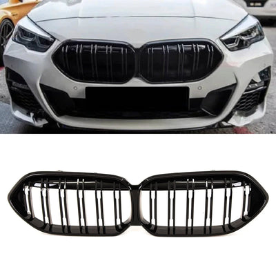Fits BMW 2 Series F44 2019- Front Kidney Grilles Twin Slats M Sport Style Gloss Black - tradevehicleparts.co.uk
