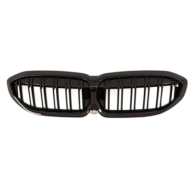 Fits BMW 3 Series G20 G21 2019-2022 Front Kidney Grilles Twin Slats Gloss Black - image 2