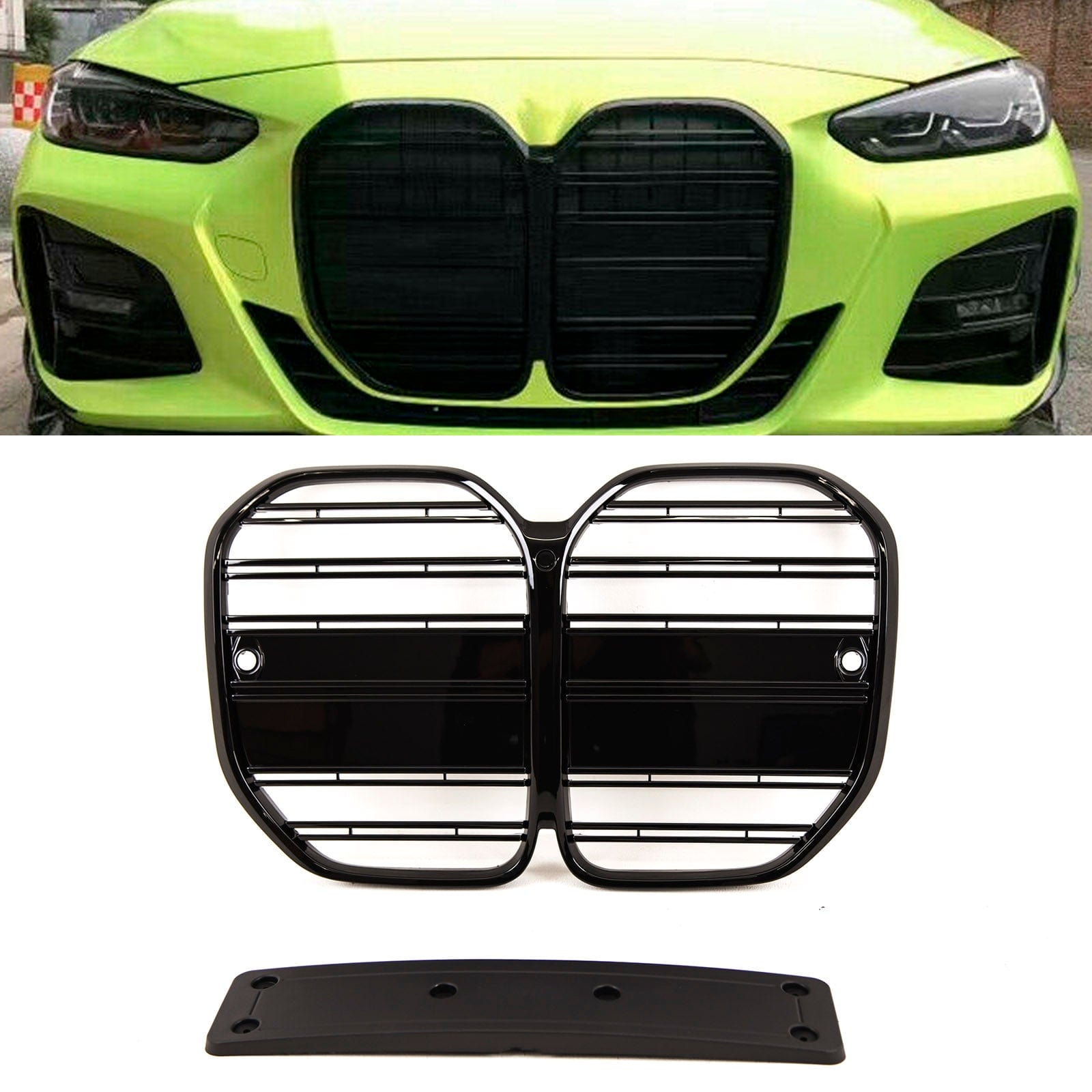 BM5494 Fits BMW 4 Series G22 G23 2020- Front Kidney Grilles Twin Slats Gloss Black
