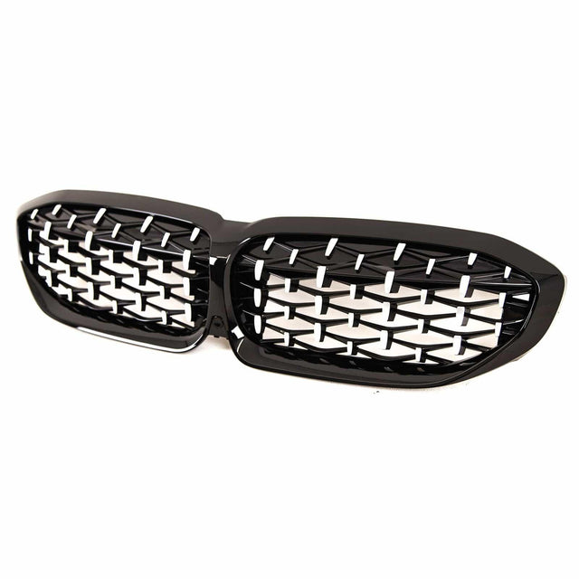 Fits BMW 3 Series G20 G21 2019-2022 Front Kidney Grilles Diamond Style Gloss Black & Silver - image 3