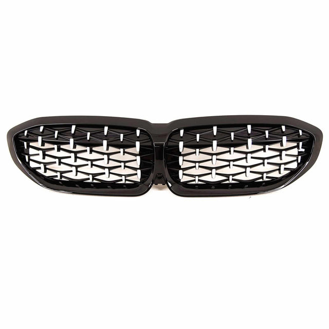 Fits BMW 3 Series G20 G21 2019-2022 Front Kidney Grilles Diamond Style Gloss Black & Silver - image 2