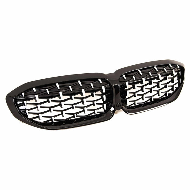 Fits BMW 3 Series G20 G21 2019-2022 Front Kidney Grilles Diamond Style Gloss Black & Silver - image 4