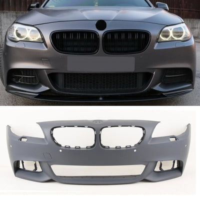 Fits BMW 5 Series F10 F11 M-Sport 2013-2017 Front Bumper Primed With PDC & Washer Holes - tradevehicleparts.co.uk