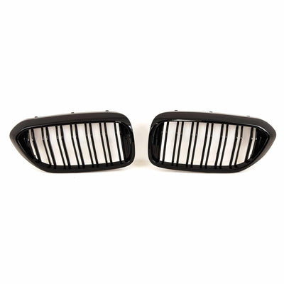 Fits BMW 5 Series G30 G31 Kidney Grilles Twin Double Slats M Performance Style Gloss Black - tradevehicleparts.co.uk