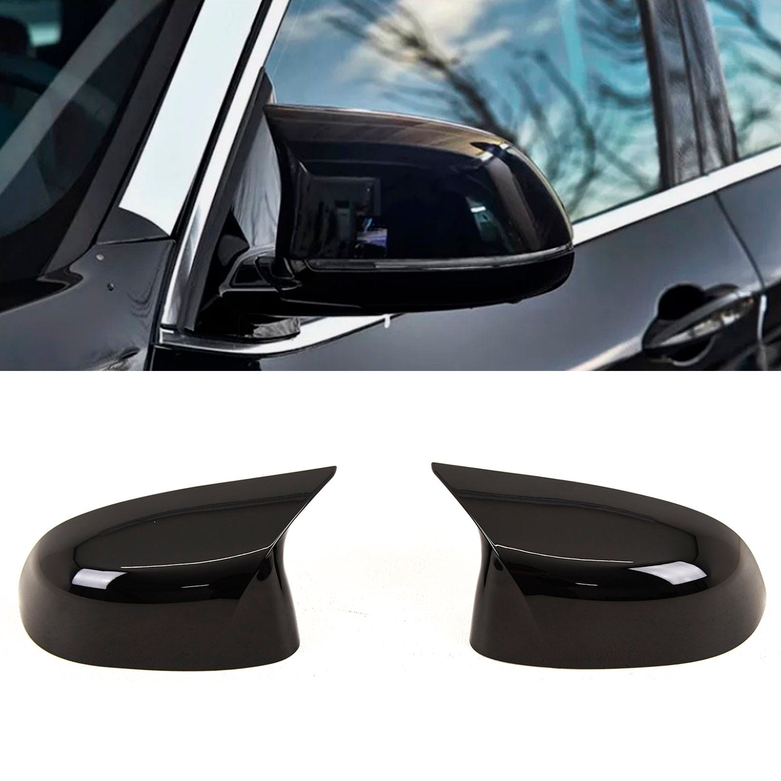 BM5519 Fits BMW X3 X4 X5 X6 X7 G01 G02 G05 G06 G07 2018- Door Wing Mirror Covers Caps Pair M Style Gloss Black
