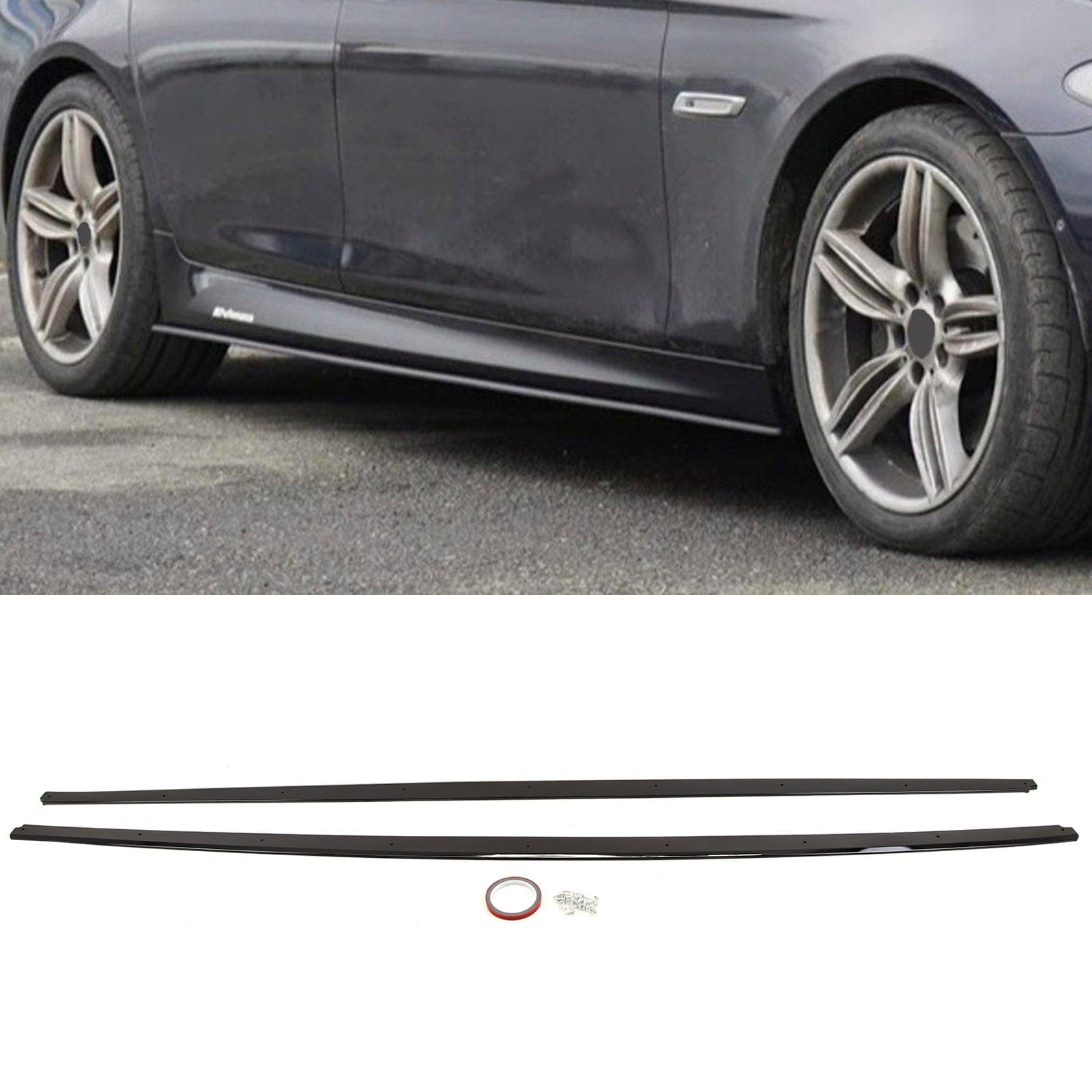 BM5520 Fits BMW 5 Series F10 F11 2010-2016 Side Skirts Extension Blades Gloss Black M Performance Look