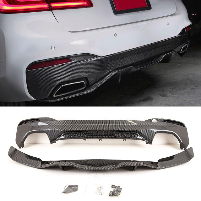 Fits BMW 5 Series G30 G31 2017-2023 Rear Bumper Diffuser Spoiler Carbon Look - image 2