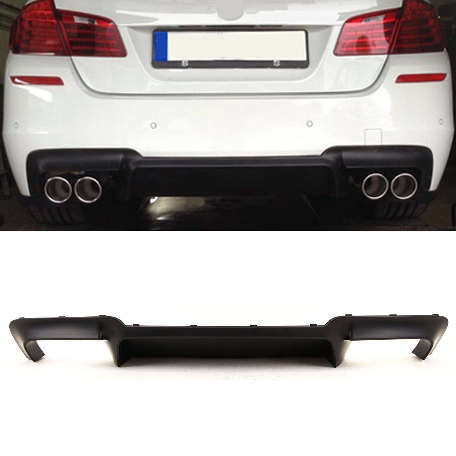 BM5525 Fits BMW 5 Series F10 F11 2010-2016 Rear Bumper Quad Exhaust Diffuser Mat Black M5 Style