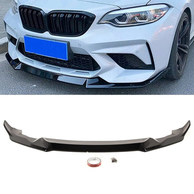 Fits BMW 2 Series M2 F87 2016-2021 Front Lip Splitter Valance Spoiler CS Style Gloss Black - tradevehicleparts.co.uk