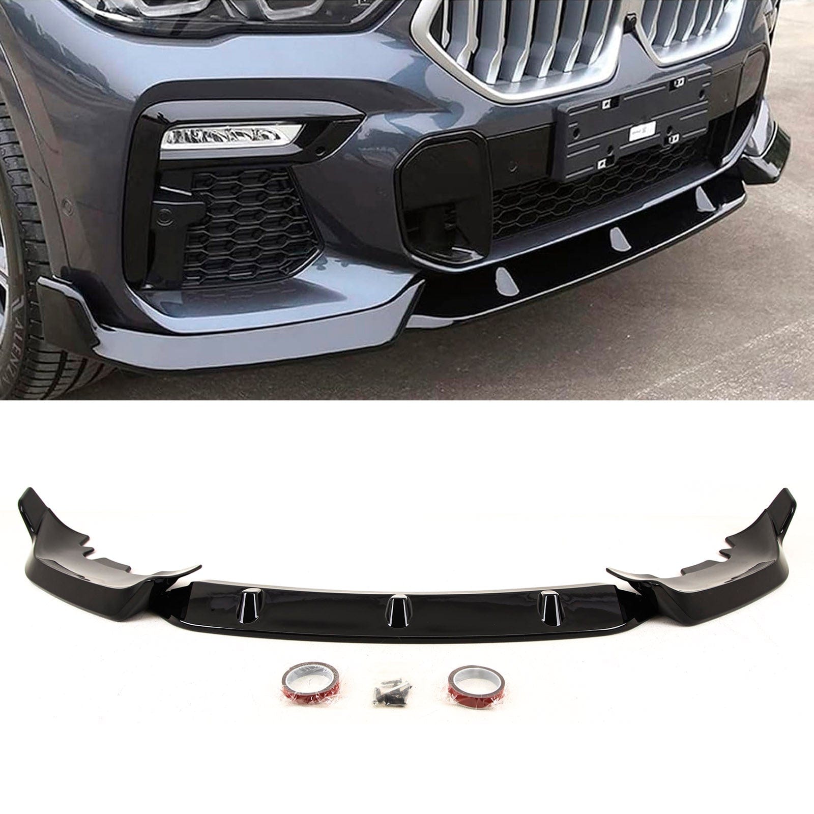 BM5528 Fits BMW X6 G06 2019-2022 Front Bumper Splitter Lip Spoiler Diffuser Gloss Black