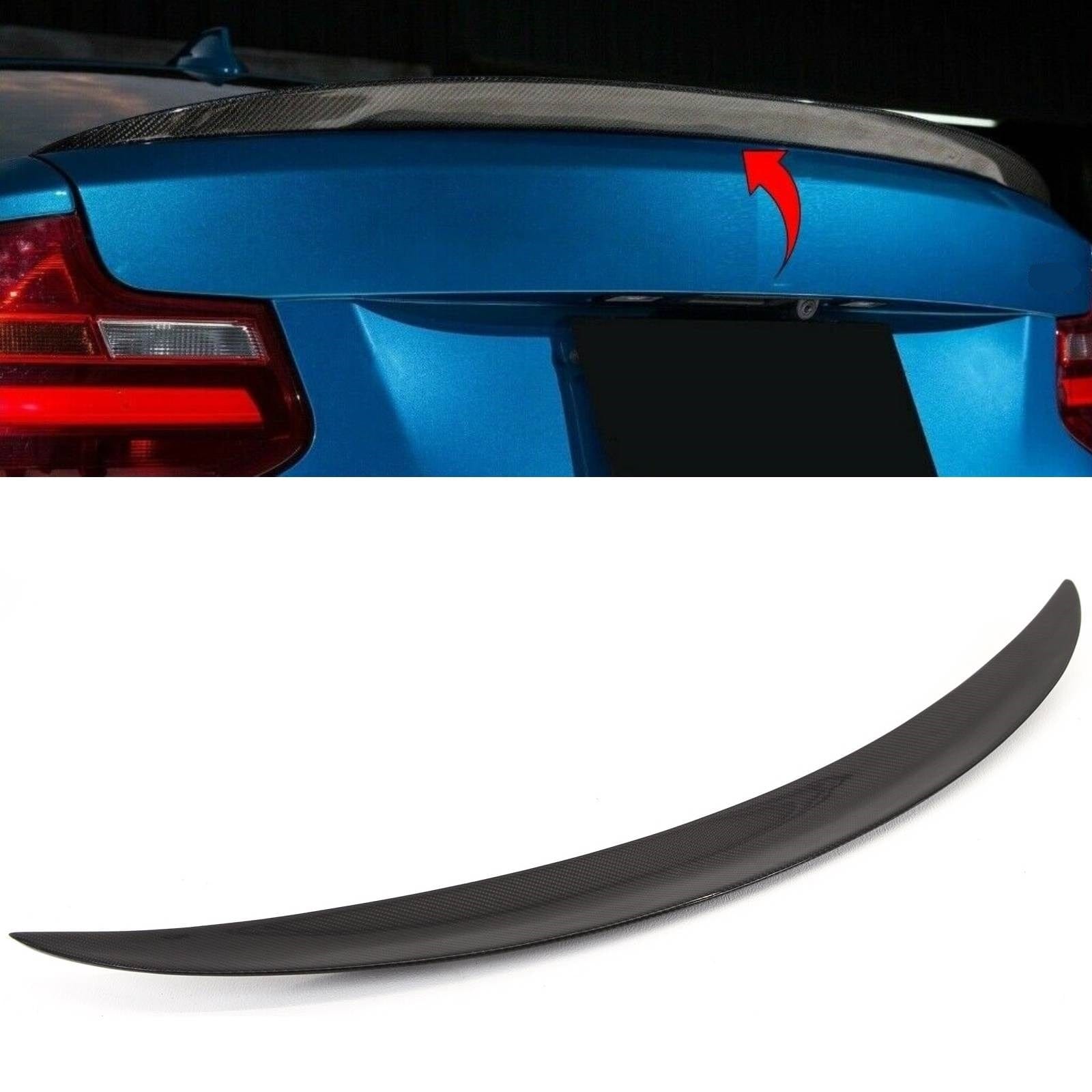 BMW 2 F22 M2 F87 Real Carbon Fibre Trunk Boot Lip Spoiler M Performance Style