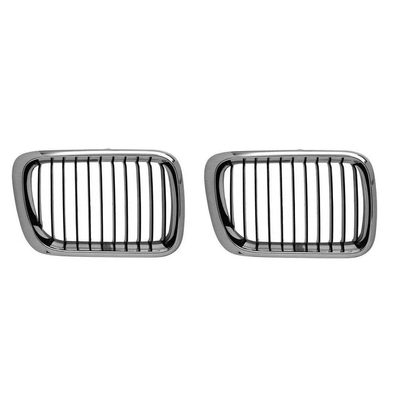 Fits BMW 3 E46 Saloon/Touring 1998-2001 Front Kidney Grille Black & Chrome - Pair
