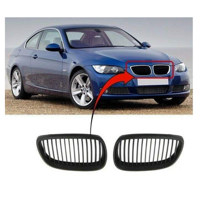 Fits BMW 3 E92 Coupe 2006-2010 Front Kidney Grille Mat Black Left+Right