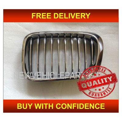 Fits BMW 3 Series E46 1998-2001 Front Bumper Grille Chrome/Black 4 Door Passenger Side