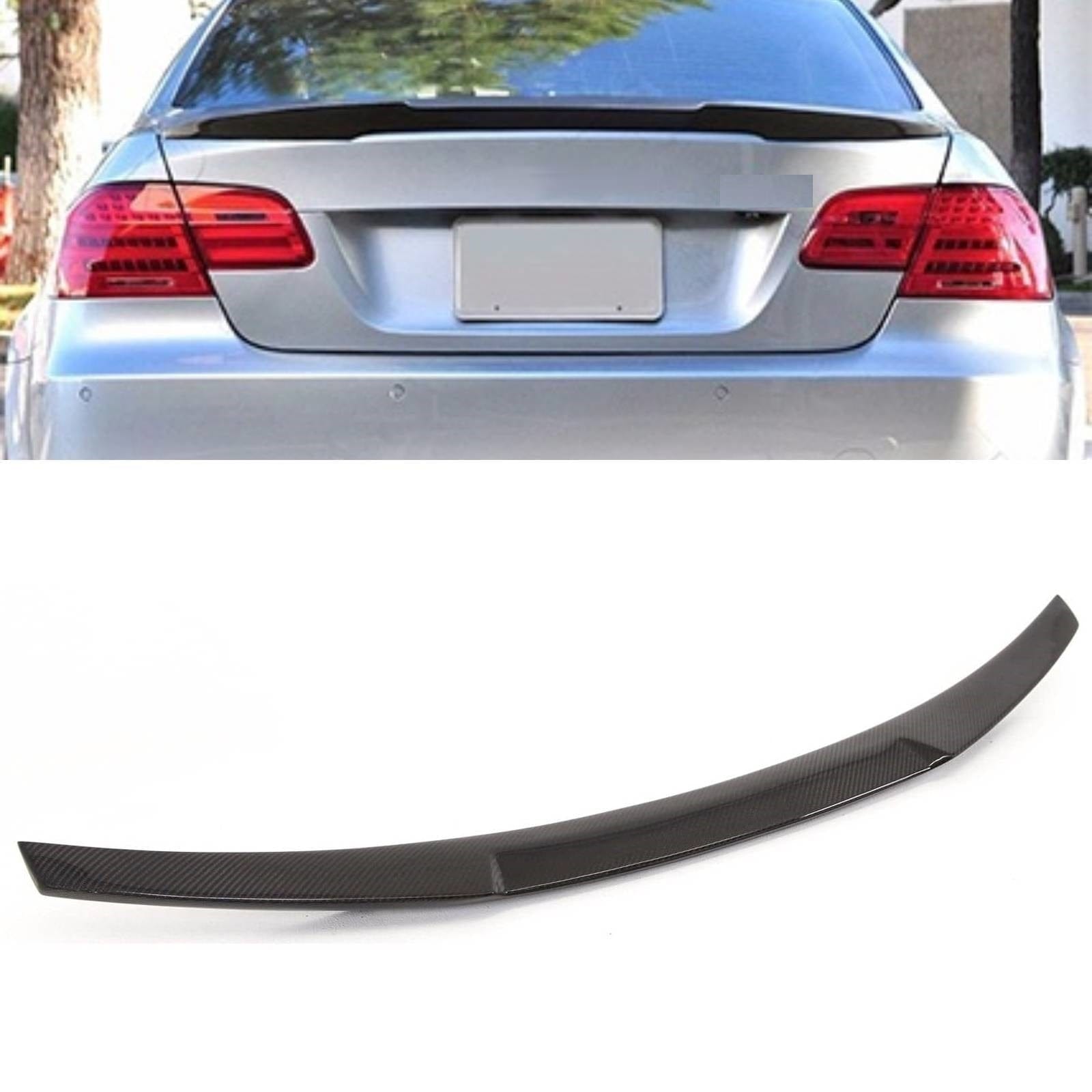 BMW 3 Series E92 Real Carbon Fibre Trunk Boot Lip Spoiler M4 V Style