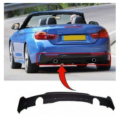 Fits BMW 4 Cabrio 2014- Rear Bumper Spoiler Diffuser Twin Exhaust Hole Single Pipe