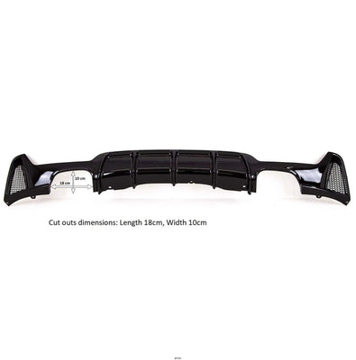 Fits BMW 4 Series F32 F33 F36 M Performance Style Rear Diffuser Quad Exhaust Gloss Black - tradevehicleparts.co.uk