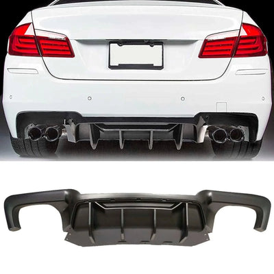 Fits BMW 5 Series F10 F11 2010-2016 Rear Bumper Quad Diffuser M5 Competition Style Mat Black - tradevehicleparts.co.uk