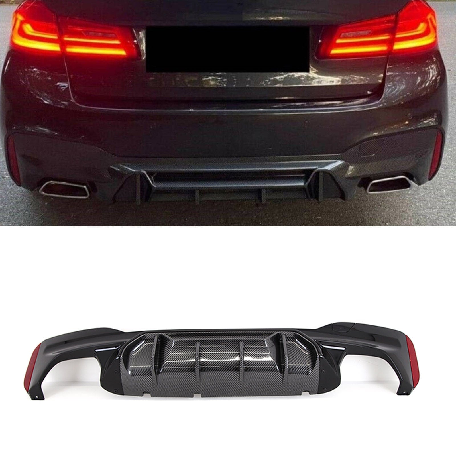 BMW 5 Series G30 G31 M5 Competition Style Rear Bumper Diffuser 3D Carbon Look