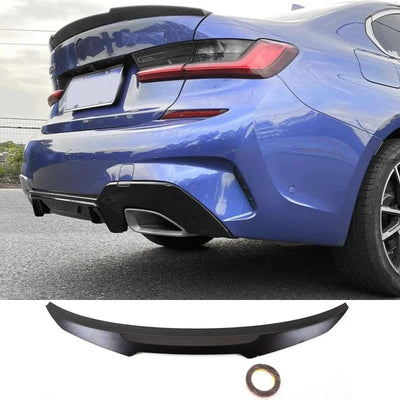 Fits BMW G20 3 Series 2019- V Style Rear Boot Trunk Spoiler ABS Mat Black Not Estate - tradevehicleparts.co.uk