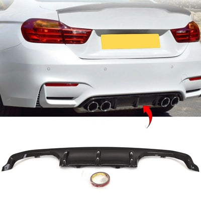 Fits BMW M3 M4 F80 F82 F83 Real Carbon Fibre Bumper Diffuser Valance M Performance - tradevehicleparts.co.uk